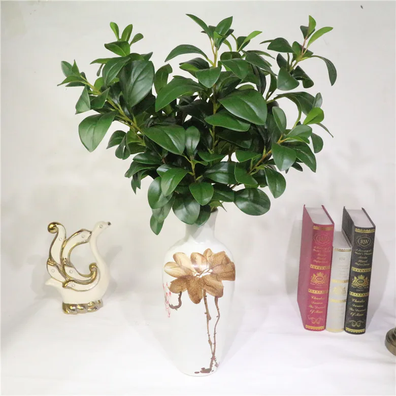 Искусственная трава с 3 стеблями зеленые листья для гостиной сада травы стены