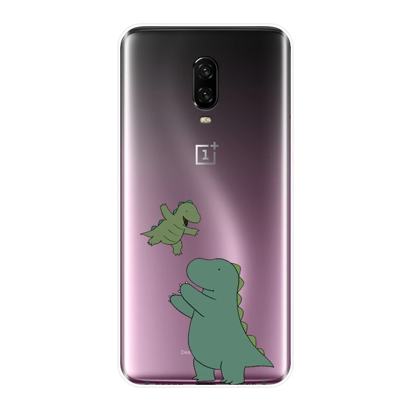 Задняя крышка для OnePlus 6 6T 5 5T 3 3T силиконовый мягкий мультяшный чехол с динозаврами