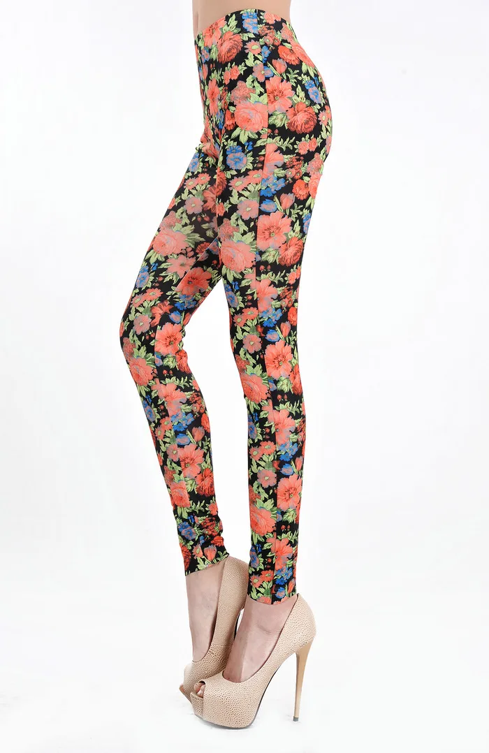 ML7612 новые модные сексуальные красивые леггинсы с цветочным принтом для