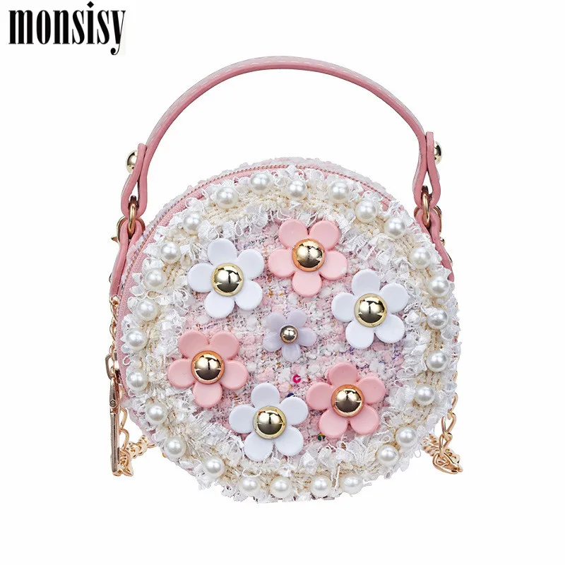 Monsisy/элегантная круглая сумка для девочек с цепочкой через плечо зимняя