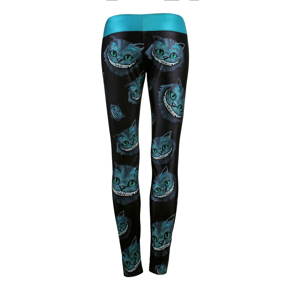 Alice's Adventures In Wonderland Women's Leggings The Cheshire Cat Print 3d Legins High Elastic Waist Band Slim Fitness Leggings