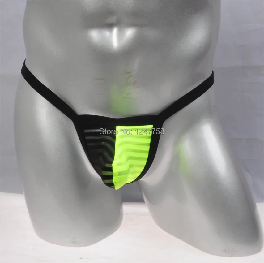 Для мужчин в полоску Mesh T-Back повышение дуга Чехол стринги бандаж гей г строка Джок