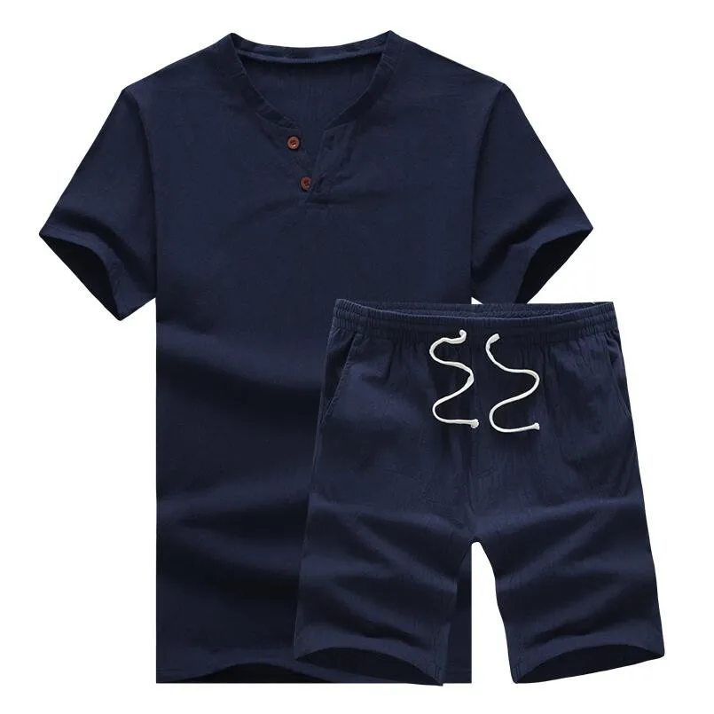 2021 Sinicism премиум бренд мужской slim Fit из хлопка и льна с короткими рукавами принтом