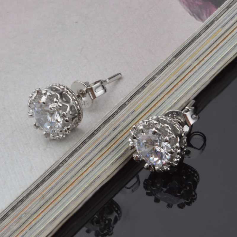 Серьги из стерлингового серебра 925 пробы 8 мм 2ct высококачественные серебряные