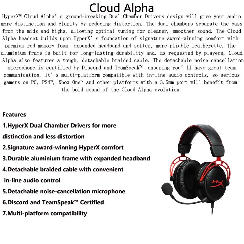 Оригинальная kingston HyperX Cloud Alpha Ограниченная серия E-sports игровая гарнитура с микрофоном наушники для ПК PS4 Xbox Mobile