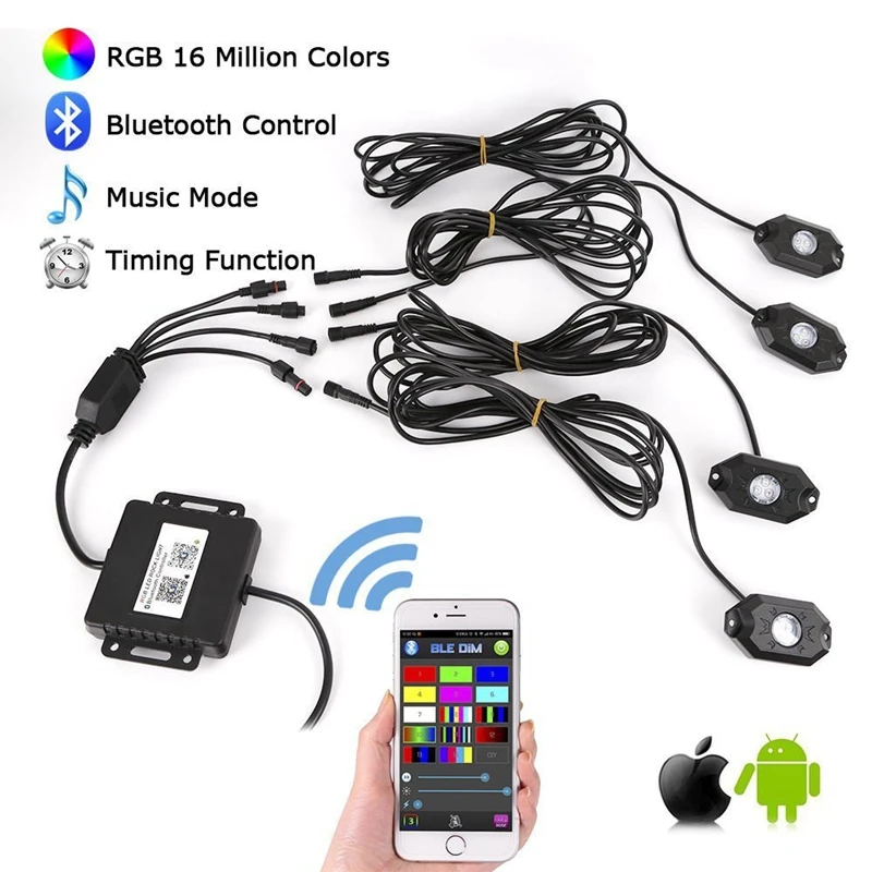 Yait 32 дюймов светодиодный светильник бар RGB 5D + Рок s комплект Bluetooth Управление с 4