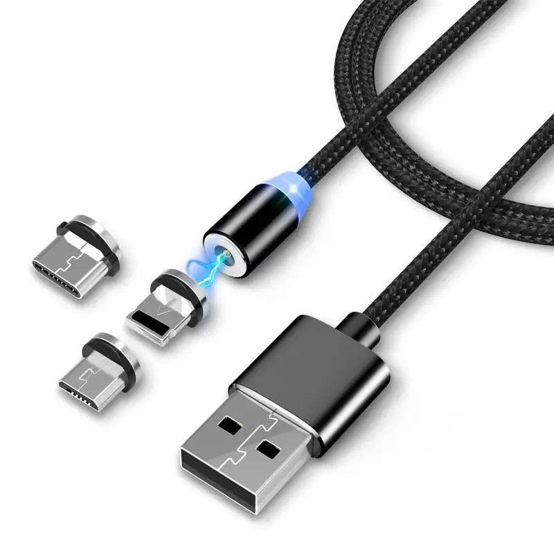 10 шт., 3 А, магнитный usb-кабель для быстрой зарядки, Тип C, микрокабель, светодиодный, с нейлоновой оплеткой, тип-c, магнитный кабель для iPhone, samsung - Тип штекера: For Micro Usb