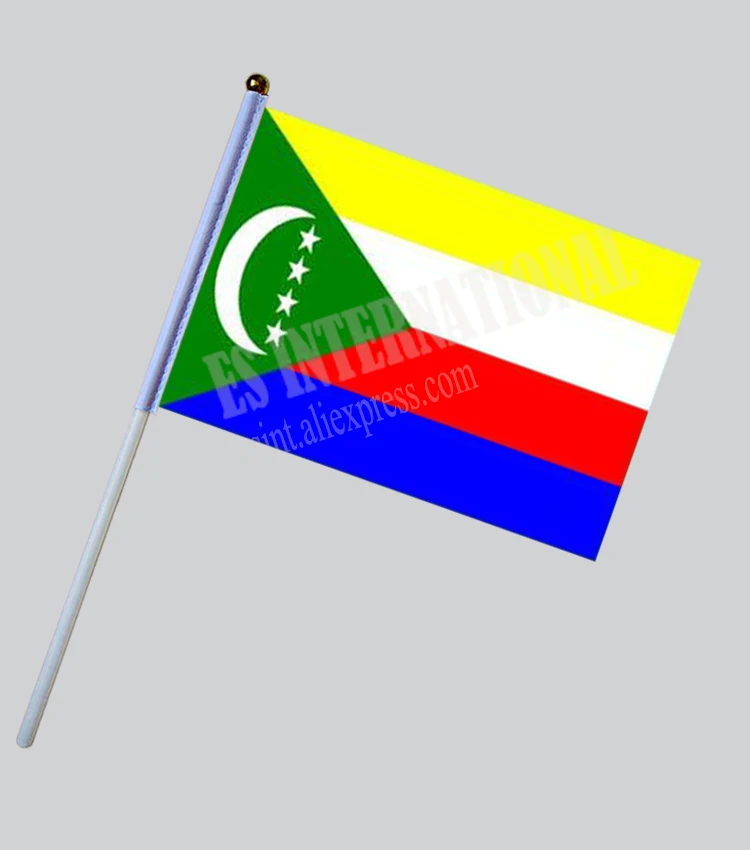 

Comoros Hand Flag National Hand Flag 14*21cm Polyester Small Size Flying Banner Custom Hand flag