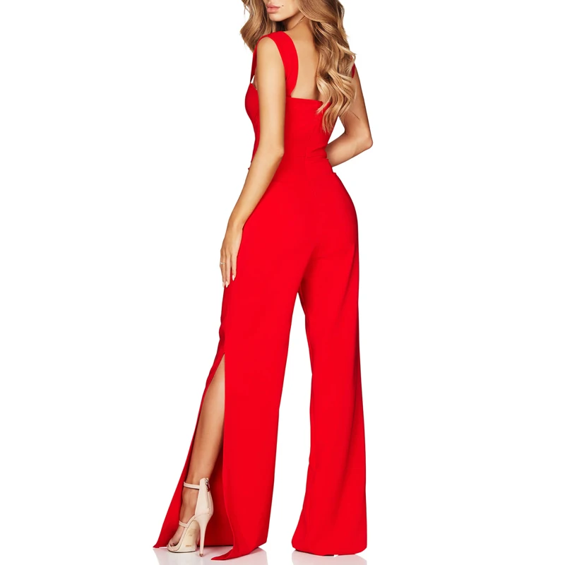 

Bqueen Women Bandage Jumpsuits Sexy Straps Sleeveless Backless Wide Legs Pants Club Party Jumpsuit Vestidos 2019