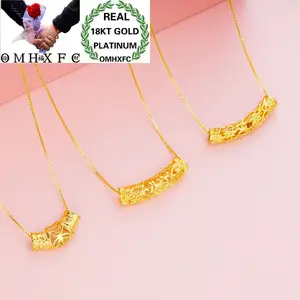 OMHXFC Оптовая Европейская мода Женская вечевечерние НКА подарок на день рождения свадьбу винтажный полый тюбик 18KT Подвеска из настоящего золота PN65