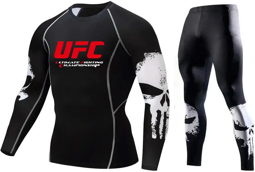 MMA мужские футболки UFC тема модная одежда фитнес компрессионные наборы футболка