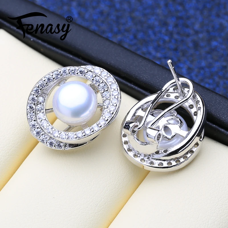 Серьги из серебра 925 пробы с искусственным жемчугом|Серьги-гвоздики| |