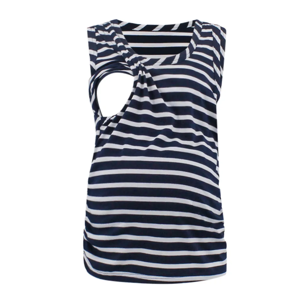 Женская одежда для беременных с круглым вырезом без рукавов полосатая грудного