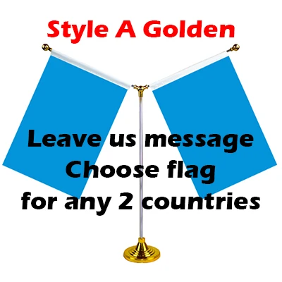 Style A Golden YAZANIE, 14*21 см, на выбор, 3 или 4 страны, настольный флаг с основанием из нержавеющей стали и столешницей, флаг, стенд, флаги стран мира - Цвет: Style A Golden