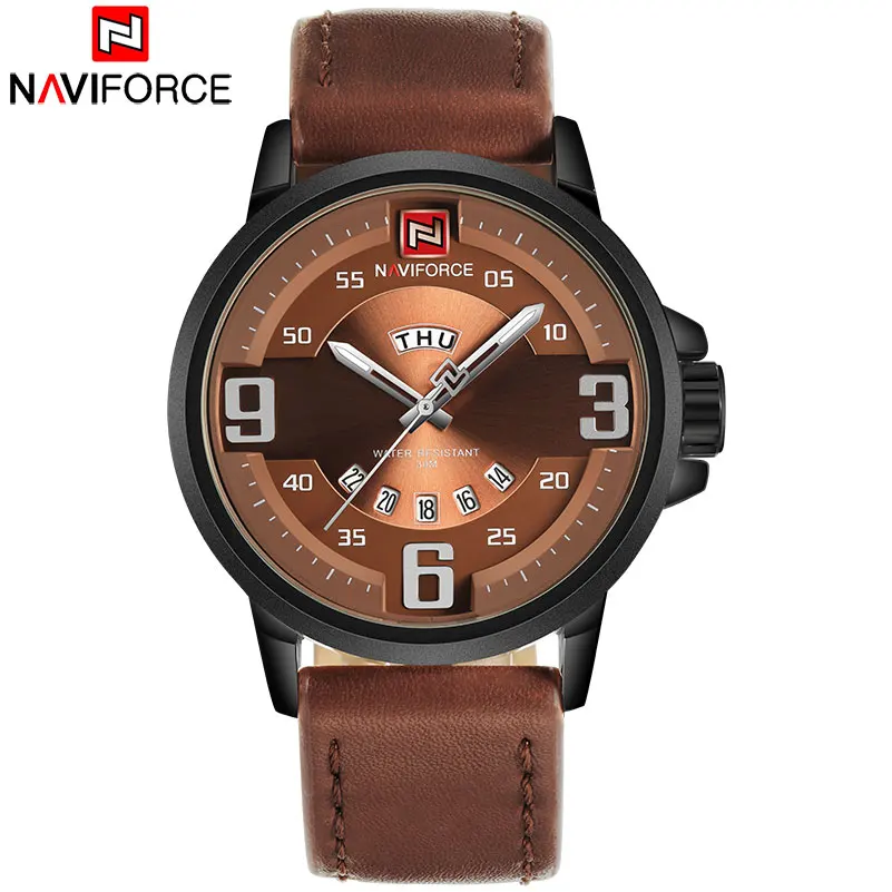 Мужские спортивные часы NAVIFORCE Брендовые мужские кварцевые 30 м водонепроницаемые