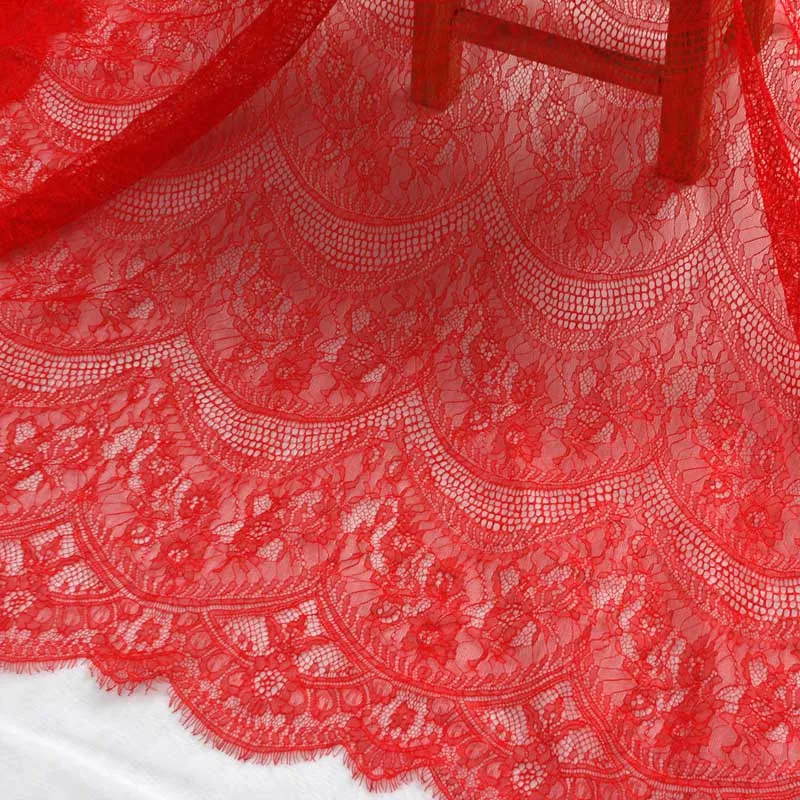 Красный La Belleza Off white/черный ресниц французские кружева ресниц невесты кружево 150x300 см одна деталь - Цвет: Красный