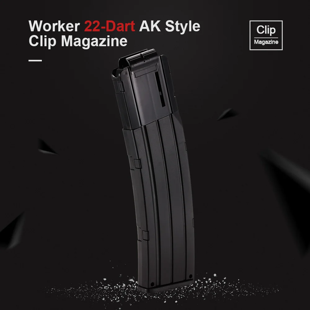 22 Дротика Worker/15/12 s AK стиль черный прозрачный зажим журнал Мягкая Пуля для Nerf