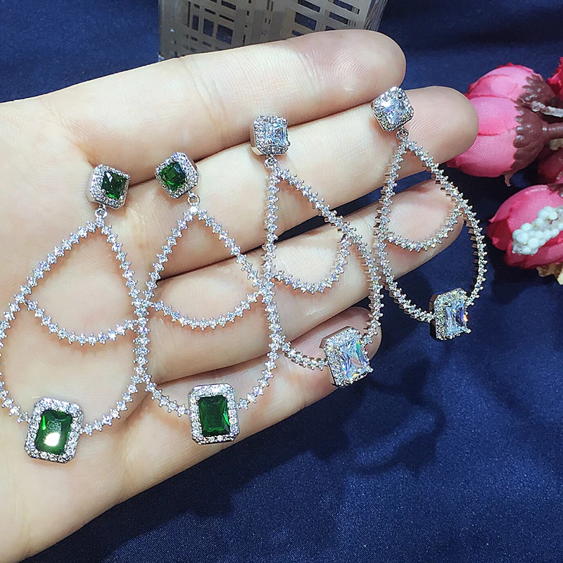 Серьги-подвески женские с фианитами для свадьбы | Украшения и аксессуары