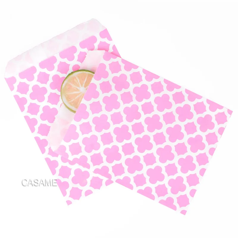 hot pink honeycomb Рекламные бумажные пакеты красочные шеврон лакомство Ремесло бумажные пищевые безопасные сумки вечерние сувениры лучшие подарочные пакеты для гостей - Цвет: hot pink honeycomb