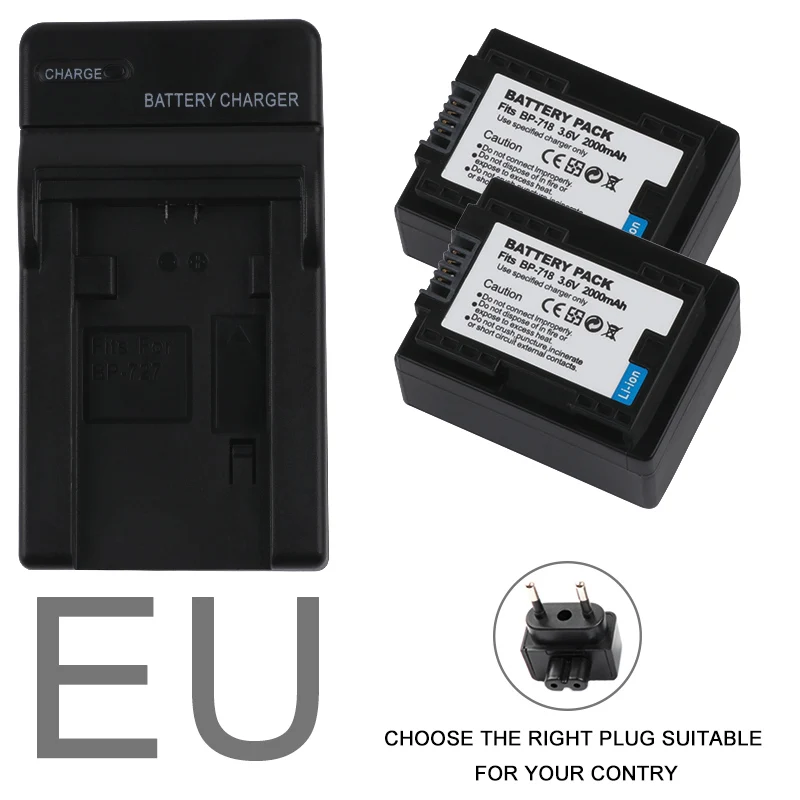 BP718 BP-745 BP745 BP-727 Батарея Зарядное устройство для Canon HF R306 M506 R32 R48 R38 M52 M56 M60 R36 R46, HF R306