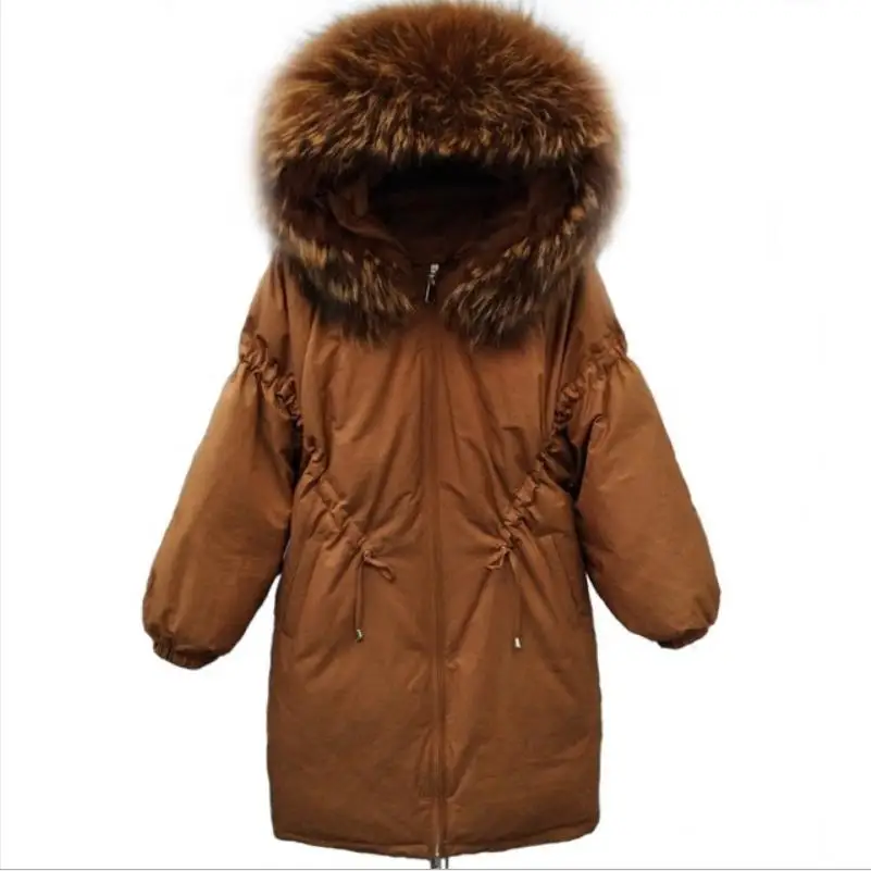 Зимняя Новинка модный бренд утолщенный меховой пуховик с капюшоном женский