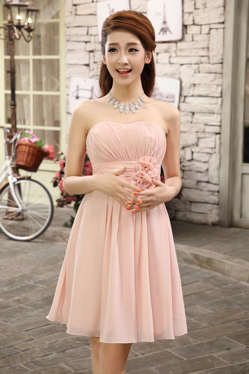 brand kaiqifashion wedding party dress adult varieties nude pink knee-length bridesmaid dresses | Свадьбы и торжества