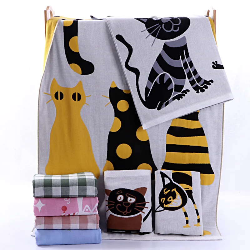 Модное банное полотенце 2018 с геометрическим рисунком кота марля из чистого