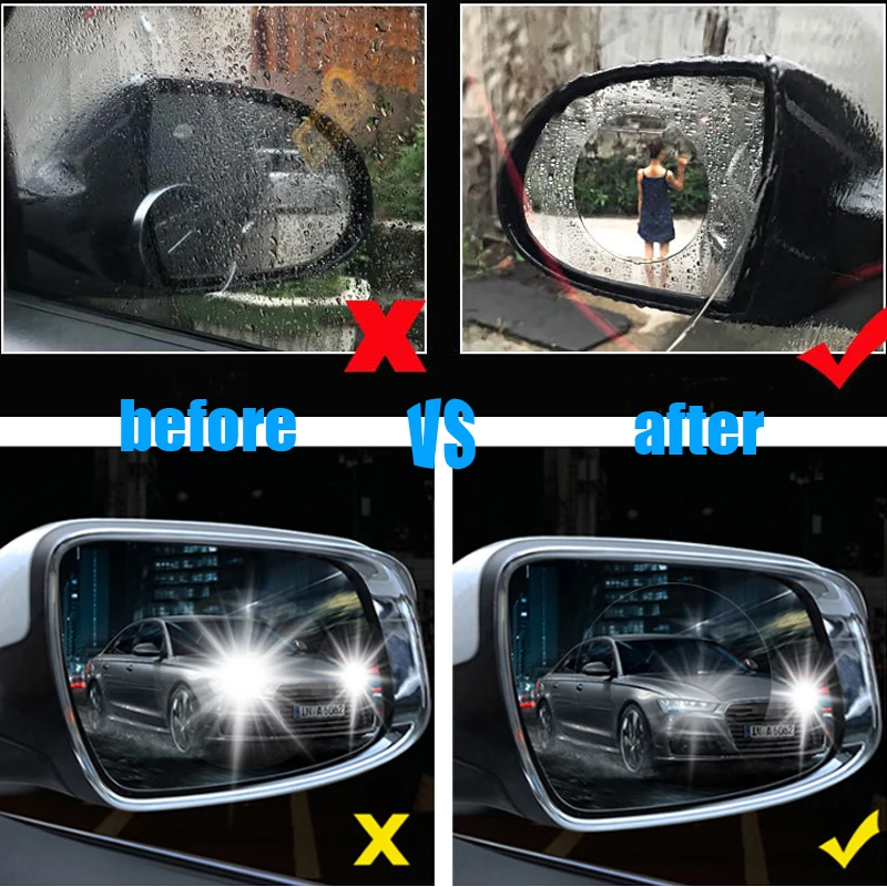 2 шт. Автомобильная зеркальная защитная пленка заднего вида противотуманное