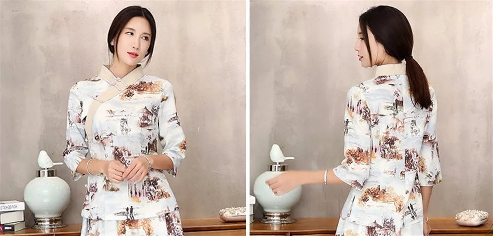 Традиционный китайский летний топ Shanghai Story винтажная женская блузка из смесовой