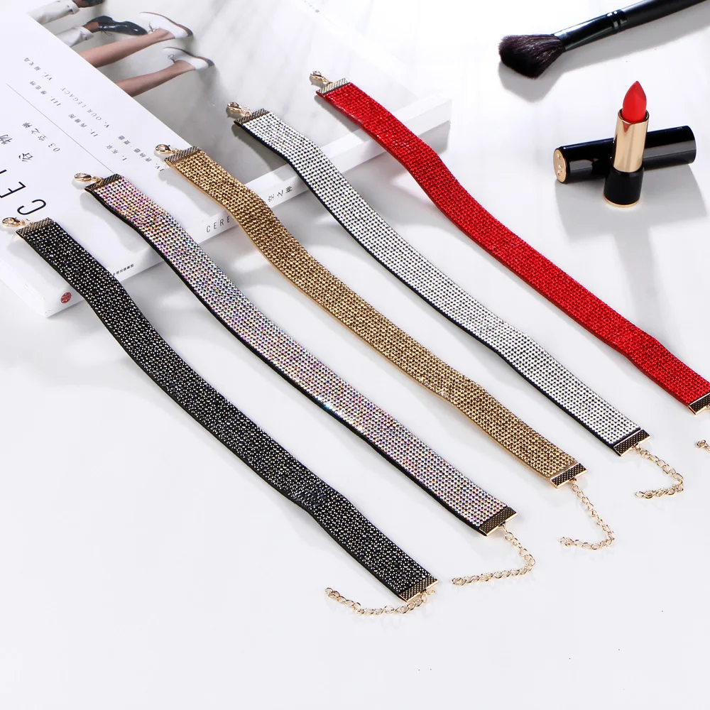 Стразы Кристалл чокеры ожерелье для женщин золотой цвет кубический цирконий