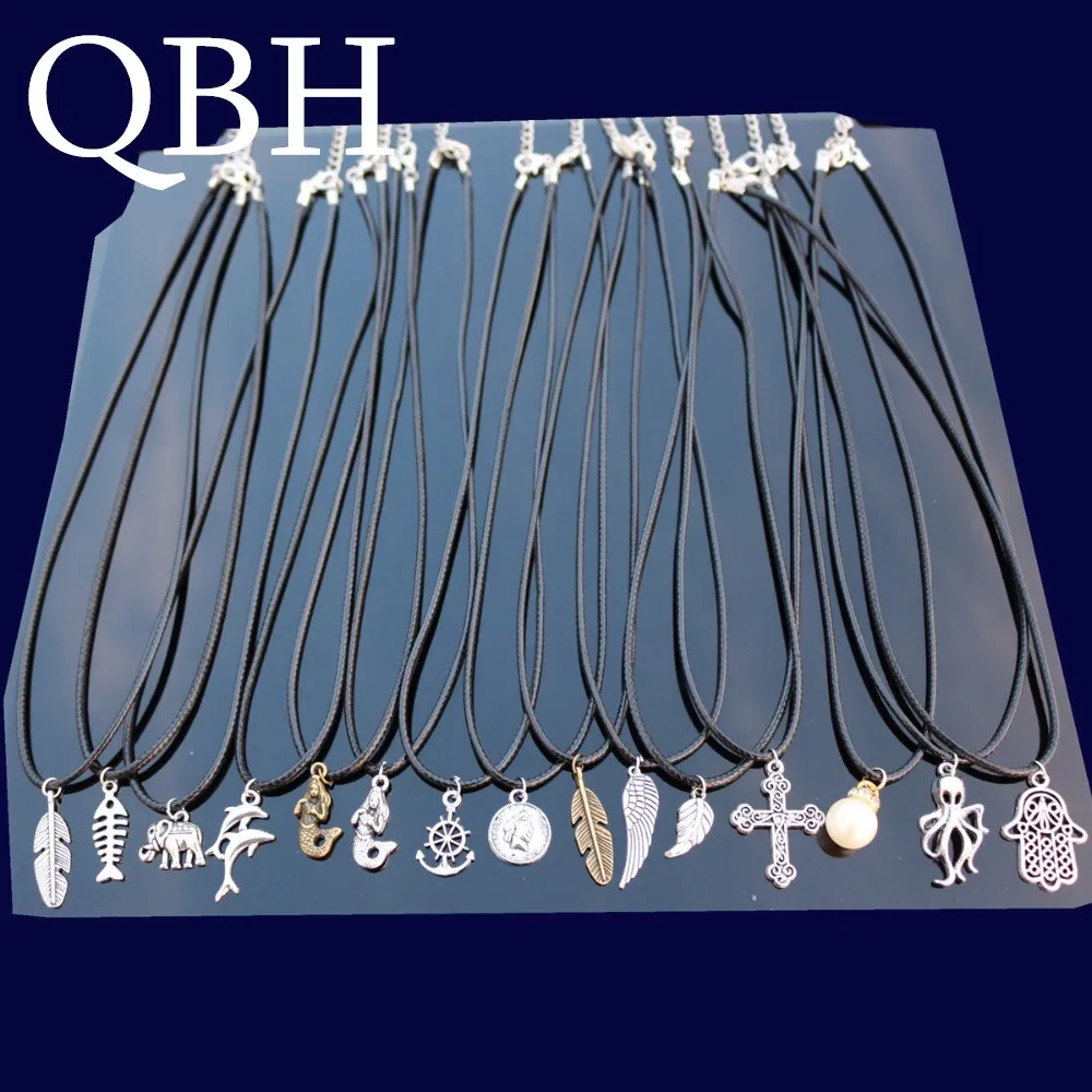 Женская Посеребренная Подвеска в виде крыла, Креста, листа, пера, кожи