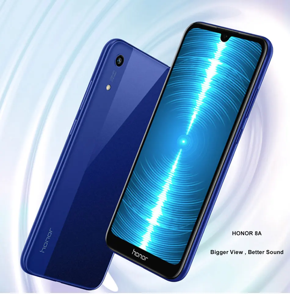 Мобильный телефон Honor 8A с глобальной прошивкой, 6,09 дюймов, 3 Гб ОЗУ, 32 ГБ/64 Гб ПЗУ, Восьмиядерный, фронтальная, 13 МП, задняя, 8 Мп, 3020 мА/ч, Android 9,0, смартфон