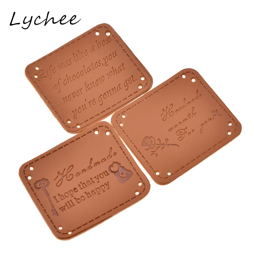 Lychee 20 штук 4 1*3 6 см ретро коричневый синтетическая искусственная кожа этикетка