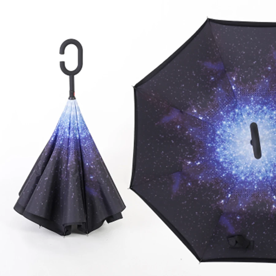 Large Umbrella Reverse Folding Rain Women Art Double Layer Inverted Unbrella Corporation Gift Men Cute Van Gogh Paraplu | Дом и сад