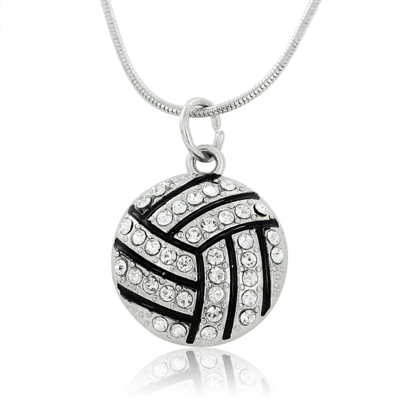 

Rhinestone VOLLEYBALL Pendant Necklace Exquisite Crystal Ball Women Man Sport Jewelry Gift Wholesale