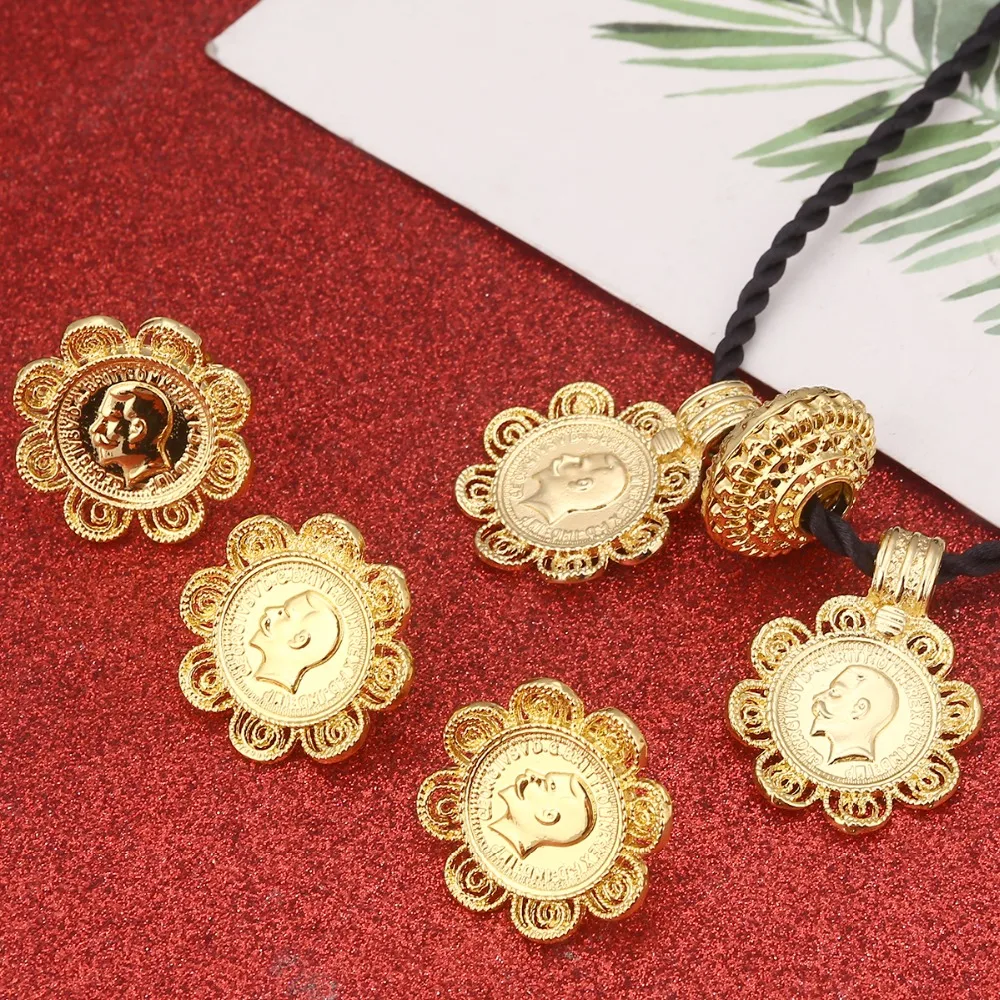 Женский Ювелирный Комплект золотого цвета с эфиопскими монетами|jewelry sets wedding|coin