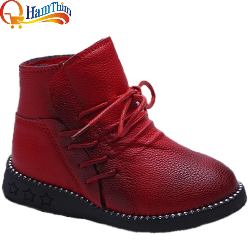 Новые Мальчики Девочки ИСКУССТВЕННАЯ Кожа Детская Обувь Лодыжки Мартин Сапоги