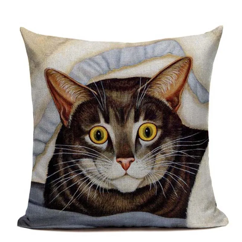 S5332 С черными котиками и декоративная наволочка на подушку размером 45*45 см из хлопка и льна квадратная декоративная наволочка для подушки с животными Декоративные Чехлы для подушек Cace - Цвет: S5332