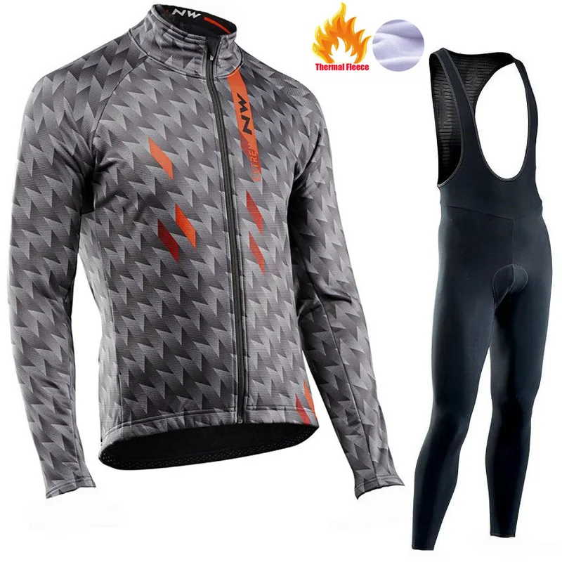 2019 Pro NW манга larga де лос hombres ropa ciclismo Invierno Полярный Джерси pantalones conjunto|Велосипедные