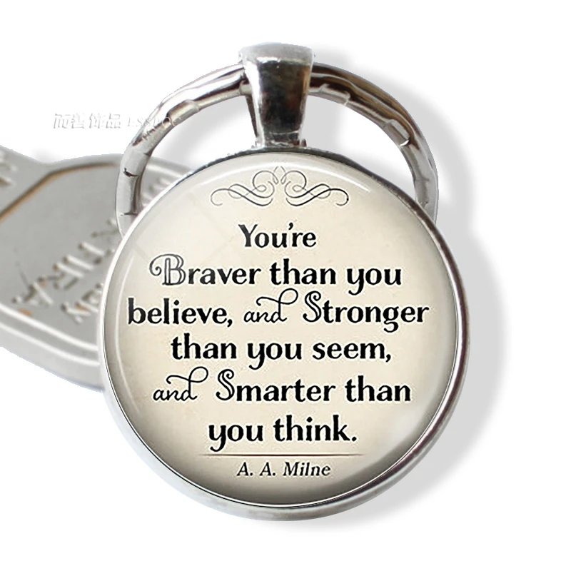 A.A.Ailne You Are Braver Than Believe вдохновляющая Цитата брелок стеклянный кабошон