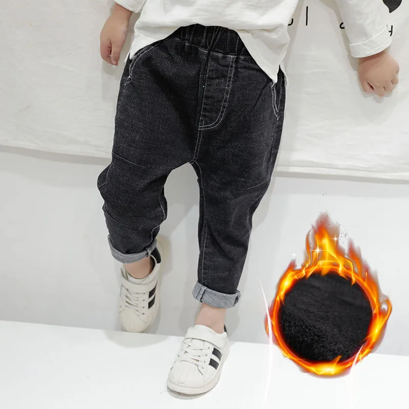 

Fashion Korean New Children's Denim Pants 2019 New Kids Boys Velvet Warm Casual Pants Toddler Cowboy Jeans Boys Pants 3-8 Years