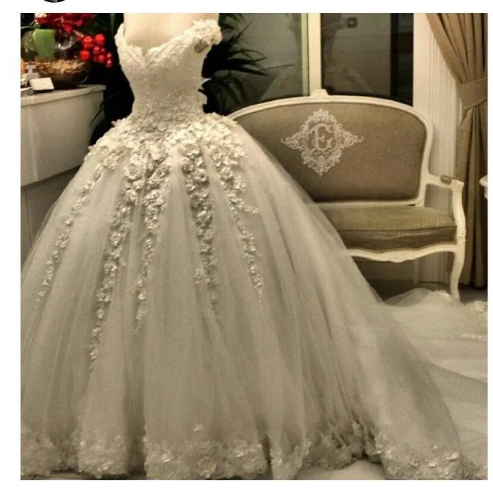 Модные кружевные свадебные платья с 3d цветами бальное платье 2020 Тюлевое арабское