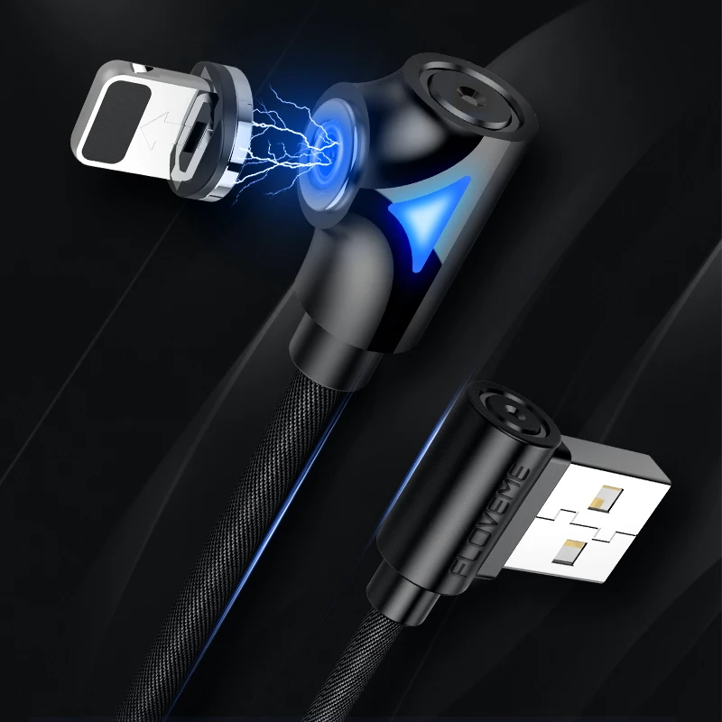 FLOVEME Магнитный USB кабель для iPhone зарядное устройство налокотник магнит микро кабель typec для samsung Xiaomi huawei зарядный провод освещает 1 м