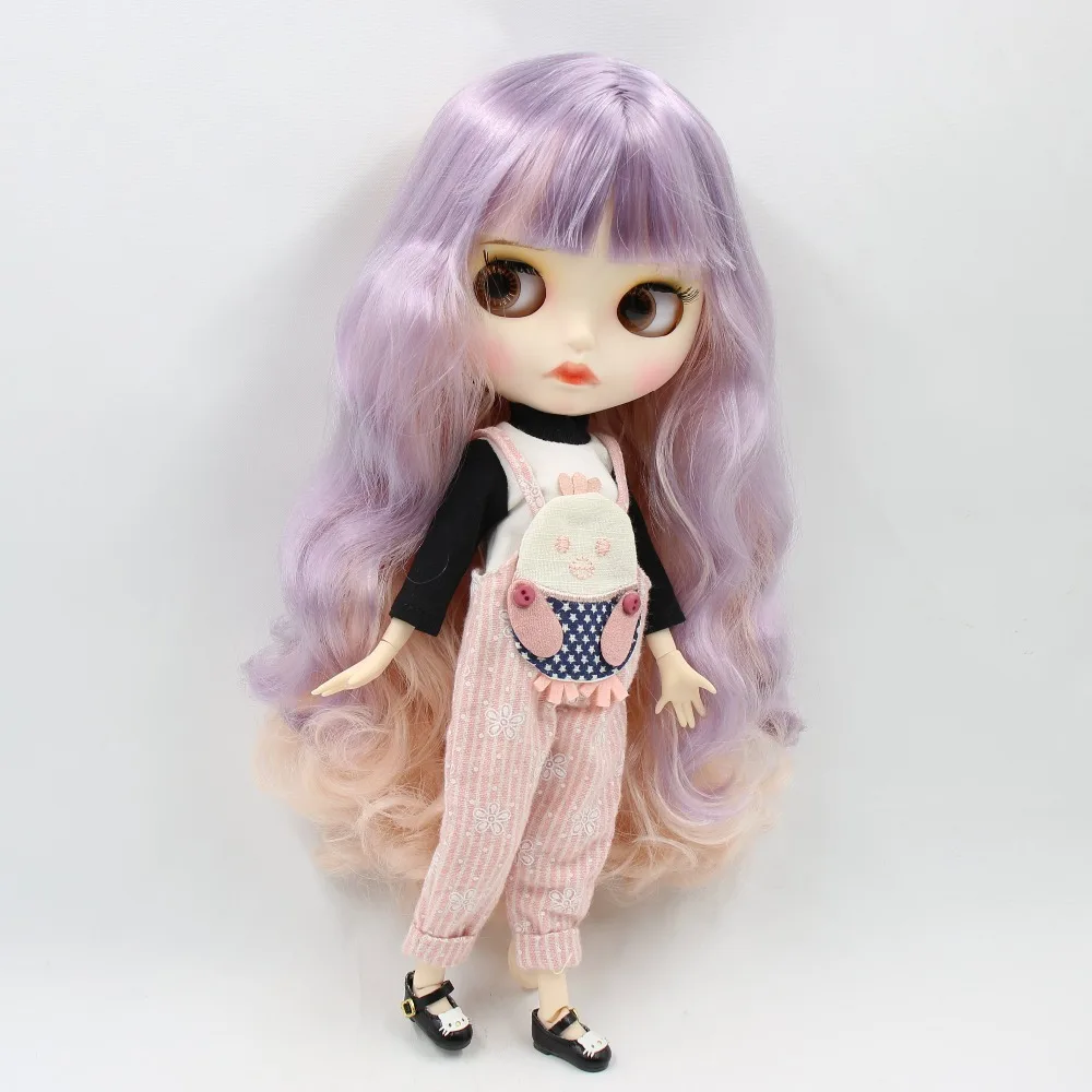 Ледяная кукла DBS Blyth фиолетовые и розовые волосы матовое лицо с бровью Карвен губы