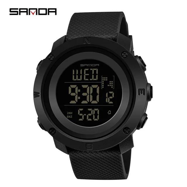 women Full-Black SANDA мужские спортивные цифровые часы Мужские Женские часы Lover's Relogio Masculino хронограф модные уличные водонепроницаемые - Цвет: women Full-Black