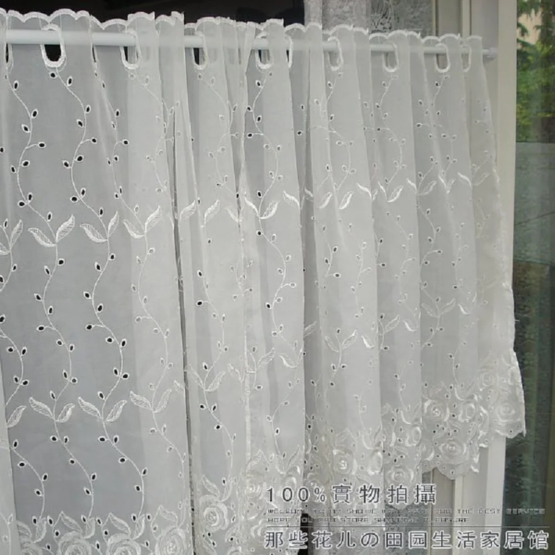 

Free shipping Pastoral aesthetic rose yarn tulle translucidus gauze kitchen curtains for living room bedroom drapes 150*65cm