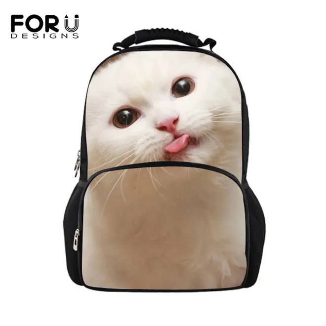 W3167A FORUDESIGNS/милый рюкзак с котом; женские рюкзаки для девочек-подростков; школьная сумка; Повседневный Черный рюкзак с принтом; Mochilas Back Pack Bag - Цвет: W3167A