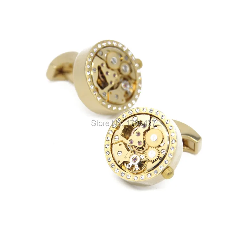 

Promotion 2015 New Functional Watch Movement Cufflinks Crystal Steampunk Gear cufflinks Best Gift cuff links Wholesale&retail