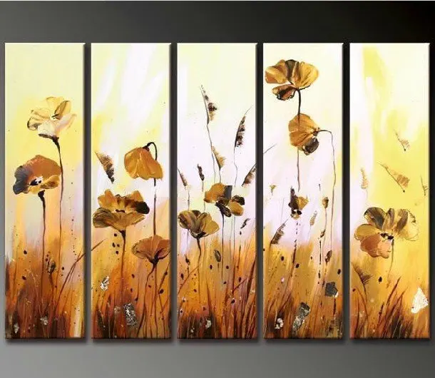 Free Shipping !!! Huge 5 Panels Handpainted Oil Painting on Canvas Wall Art Top Home Decoration JYJLV083 | Дом и сад