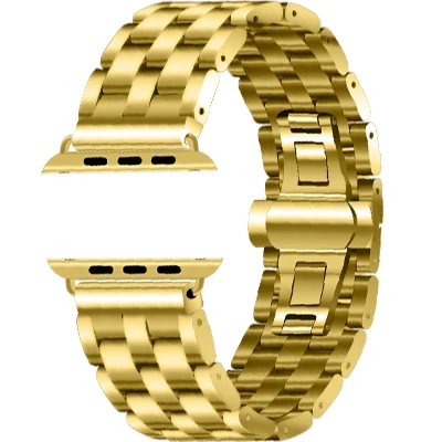 Gold Нержавеющая сталь для Apple Watch группа 4 42 мм/38mm 3 iwatch Группа 44 мм/40 мм ремешок петли для ремня ремешки Apple черный серебро золото - Цвет ремешка: Gold